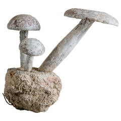 Vintage French Three Mushroom Garden Ornament, circa 1920