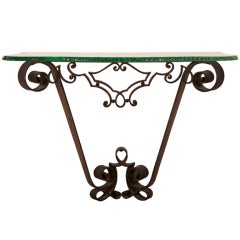 Pierluigi Colli Hand Forged Iron Console Glass Top Table, Italy c.1950