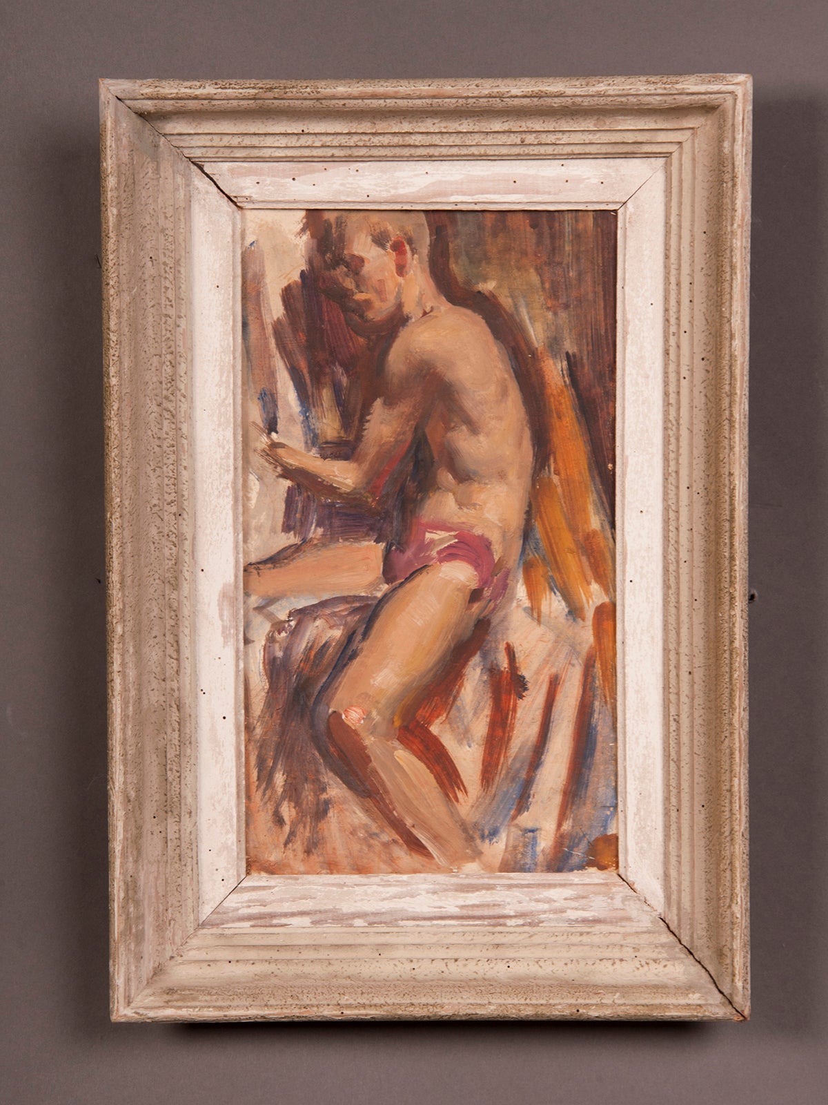 Signed painting by English artist Victor Hume of an Athlete, circa 1960 For Sale