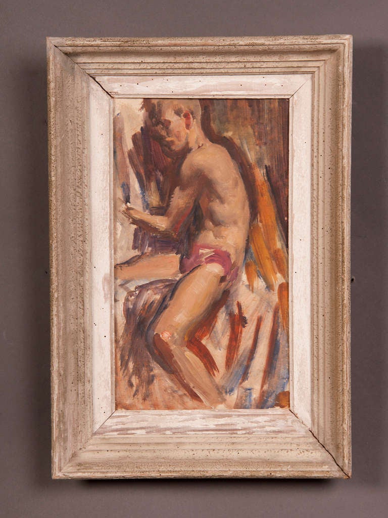 Receive our new selections direct from 1stdibs by email each week. Please click Follow Dealer below and see them first!

An exceptional oil on canvas on board painting of the side view of an athlete by Victor Hume Moody from England circa 1960 in