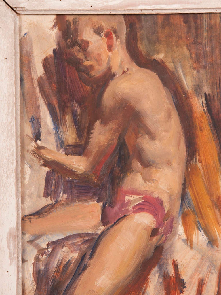 Signed painting by English artist Victor Hume of an Athlete, circa 1960 For Sale 1