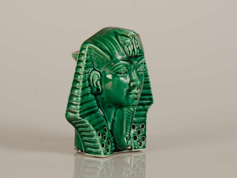 French Porcelain pastille incense burner of the head of a Pharaoh from France c.1880