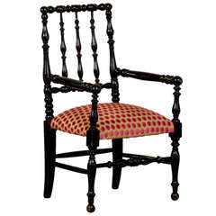 Napoleon III Period Child's Chair, Original Ebonized Finish, France c.1870