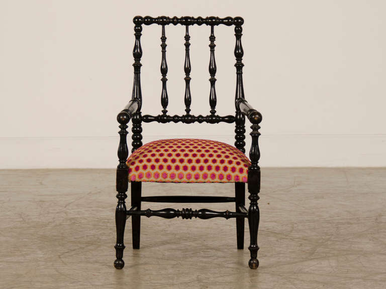 French Napoleon III Period Child's Chair, Original Ebonized Finish, France c.1870