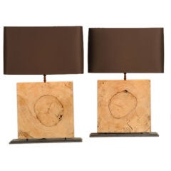 Wooden block lamps from France