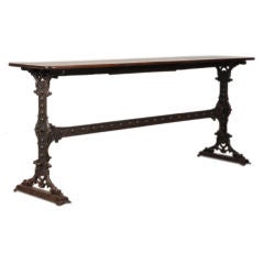 Used Cast iron and mahogany serving table from England c. 1880