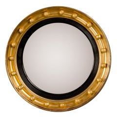 Antique English Regency Perios Gold Leaf Convex Mirror circa 1825 ( 19 1/2"dia.)