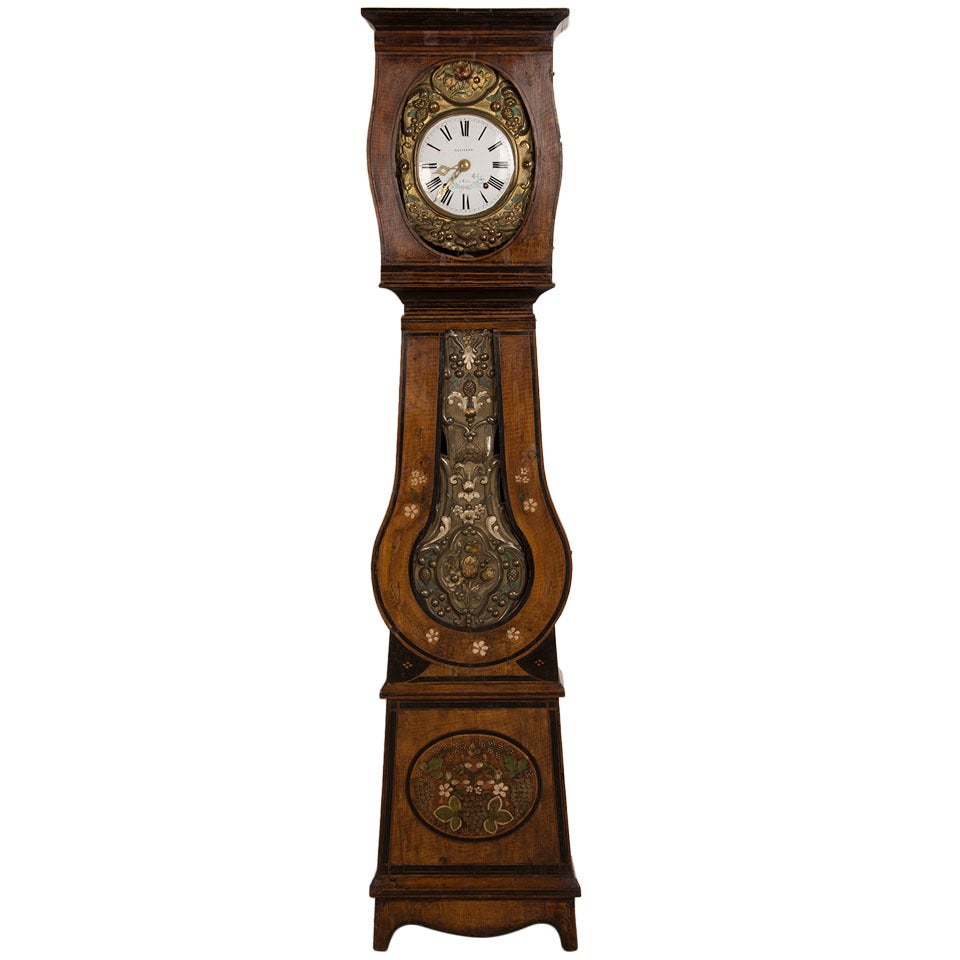 Painted Morbier Longcase Clock, France circa 1875