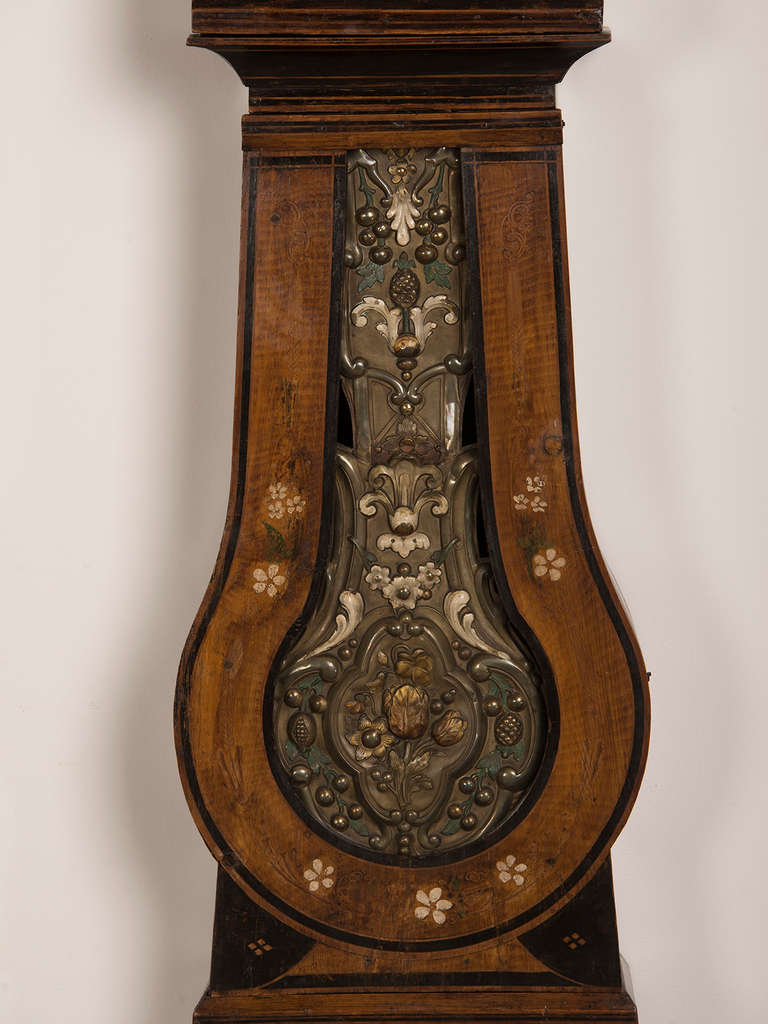 Brass Painted Morbier Longcase Clock, France circa 1875