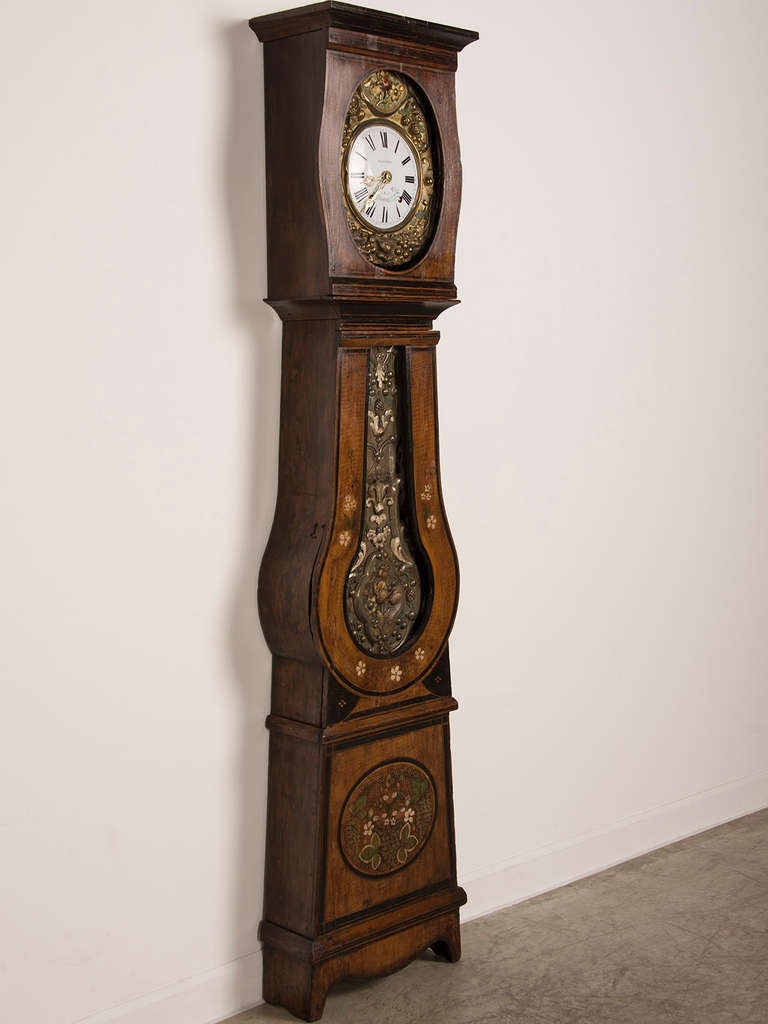 Painted Morbier Longcase Clock, France circa 1875 3