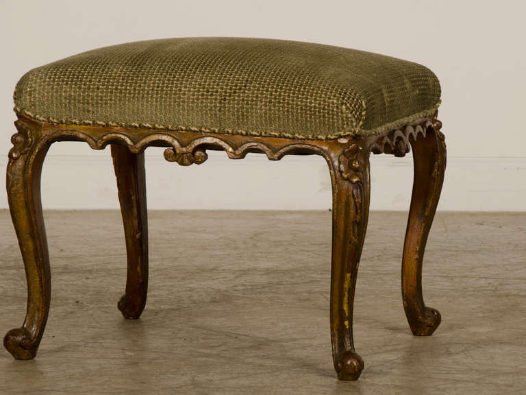 19th Century Antique French Louis XV Style Bench, Painted and Gilded Finish circa 1890