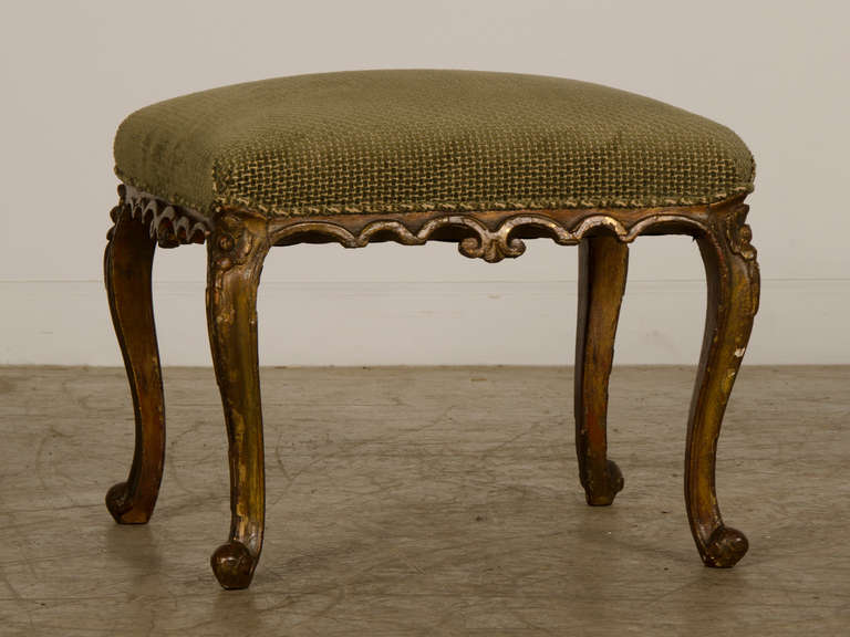 Gilt Antique French Louis XV Style Bench, Painted and Gilded Finish circa 1890