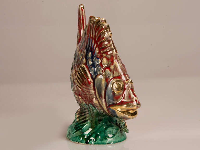 Venetian Ceramic Vintage Fish Lamp, Italy circa 1940 In Excellent Condition In Houston, TX