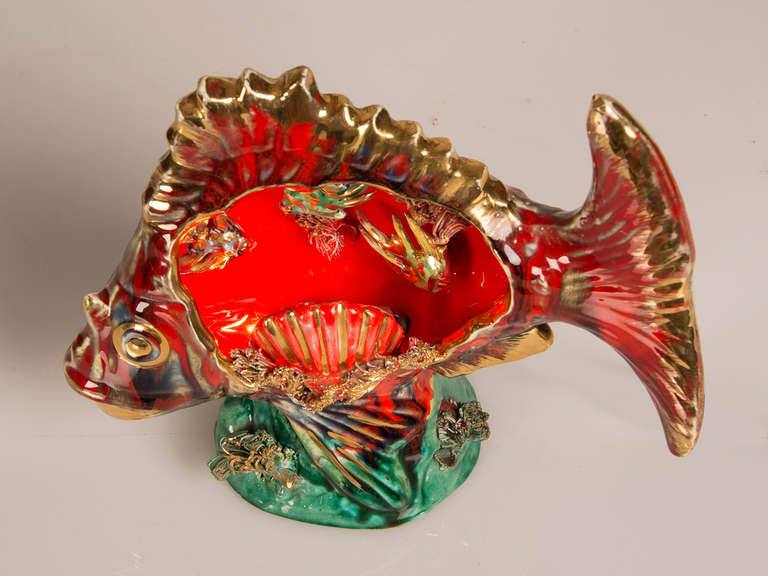 Mid-20th Century Venetian Ceramic Vintage Fish Lamp, Italy circa 1940