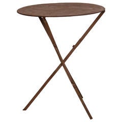Antique French Round Iron Table, Original Oxidized Finish, circa 1890