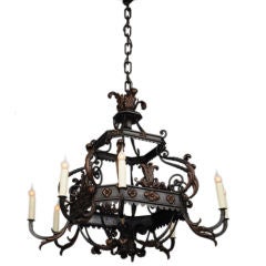 Antique Belle Epoque period iron chandelier from France c. 1890