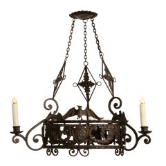 Antique Large Italian Iron Chandelier from a Palazzo, Italy C.1890
