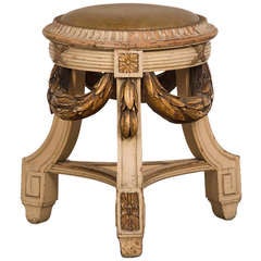 Neoclassical Louis XVI Style Tabouret Stool Bench Czechoslovakia circa 1910