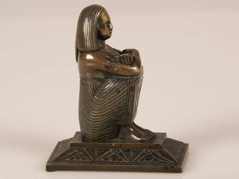 French Egyptian Revival Bronze Ink Pot circa 1880 1