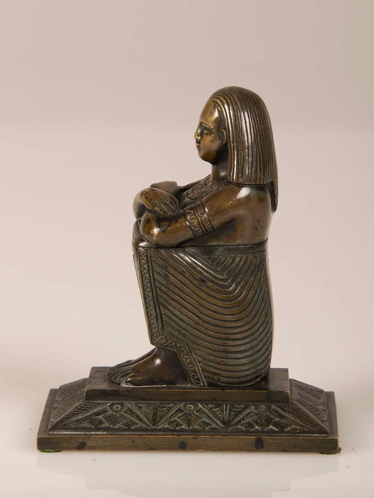 19th Century French Egyptian Revival Bronze Ink Pot circa 1880