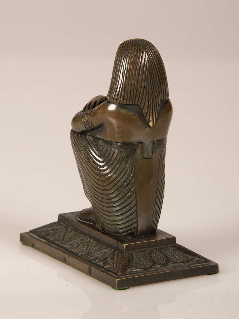 French Egyptian Revival Bronze Ink Pot circa 1880 2