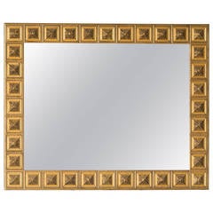 Vintage Italian Square Medallion Giltwood Mirror, circa 1920 10