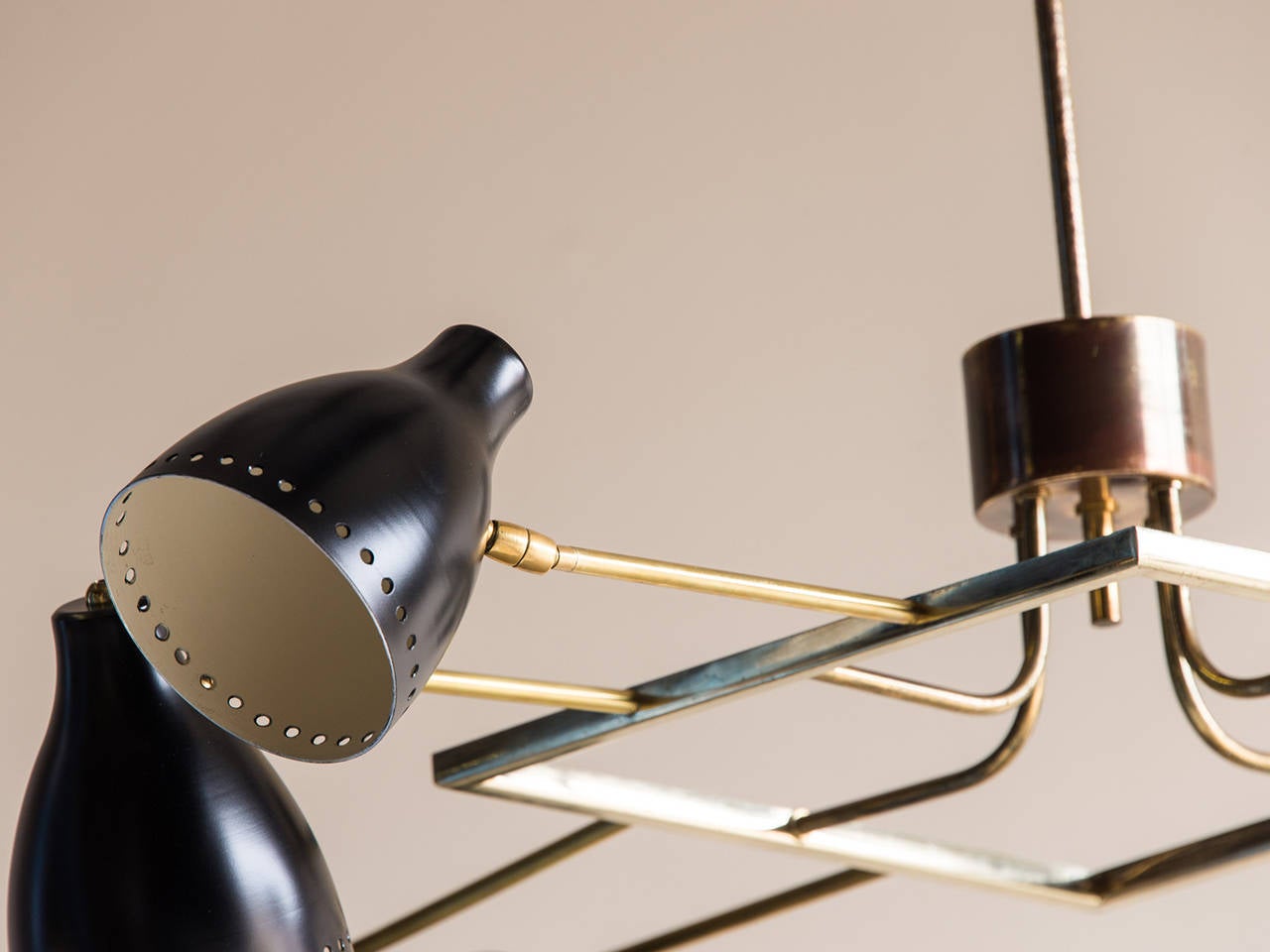 Mid-20th Century Mid-Century Eight-Arm Brass and Steel Chandelier, Italy, circa 1960