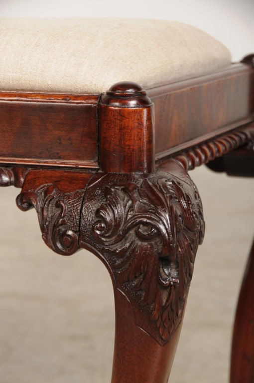 Irish Chippendale style mahogany bench from Ireland c. 1910