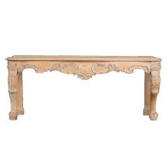 Bold scale limed carved oak console table from England c. 1885