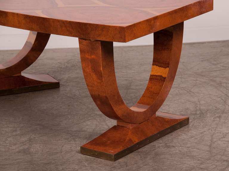 Art Deco Amboyna Burl Ruhlmann style Writing Table from France C.1930 3