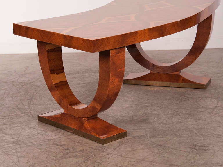 Walnut Art Deco Amboyna Burl Ruhlmann style Writing Table from France C.1930