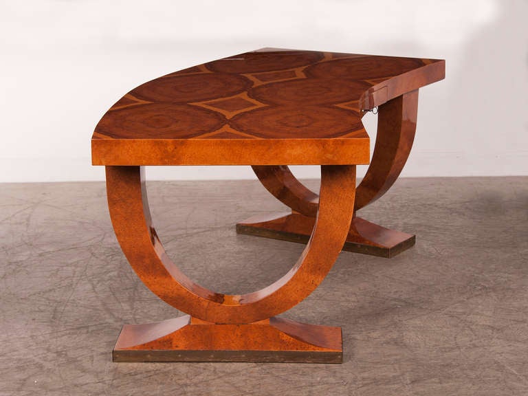 Art Deco Amboyna Burl Ruhlmann style Writing Table from France C.1930 4