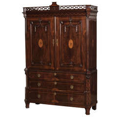 Antique Neoclassical Dutch Mahogany Linen Press, Holland circa 1790