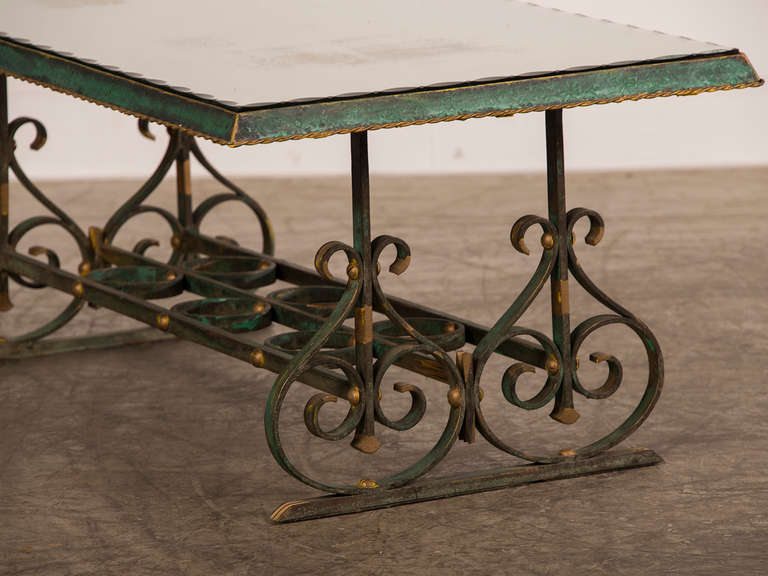 Painted, Gilded Iron and Mirror Coffee Table, France c.1920 1