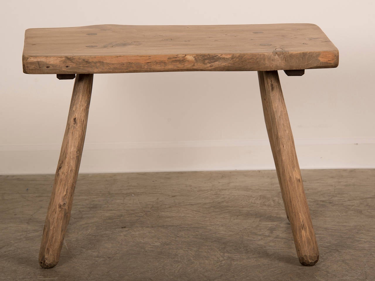French Hand Hewn Elm Side Table, France circa 1820