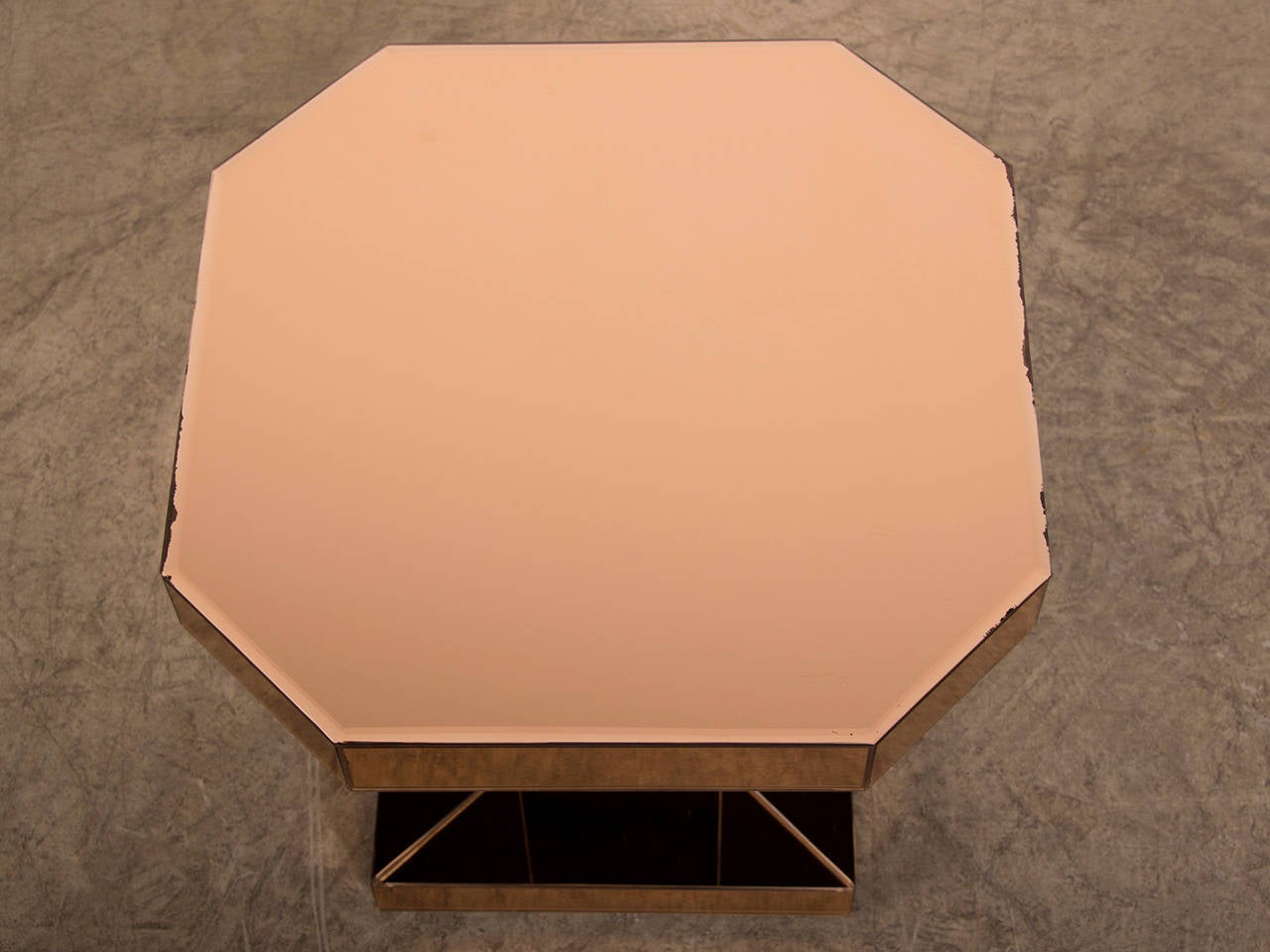 Art Moderne Period Octagonal, Colored Mirror Side Table, France circa 1940 In Excellent Condition In Houston, TX