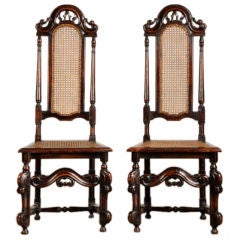 Antique A pair of Charles II walnut side chairs from England c. 1875