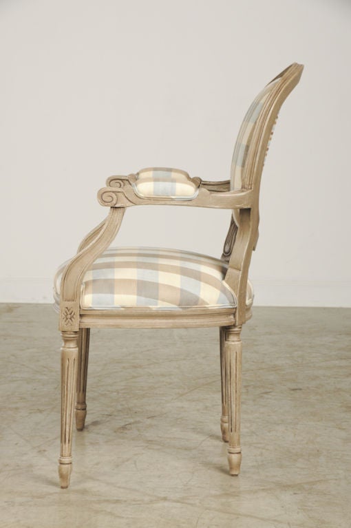 A set of oval back Louis XVI style dining chairs from France 2