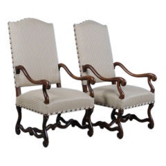 Antique Pair of large beechwood armchairs from France