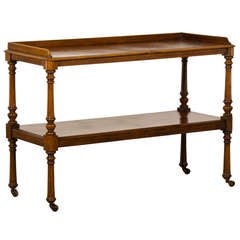 Arts And Crafts Period Mahogany Server With Two Shelves, England C.1885