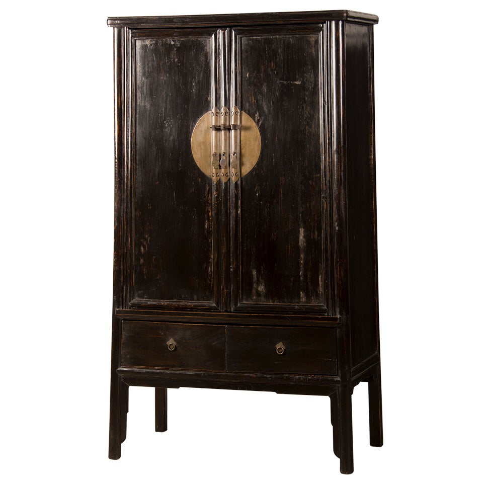 Black Lacquer Two Door Cabinet from the Kuang Hsu Period in China c.1875