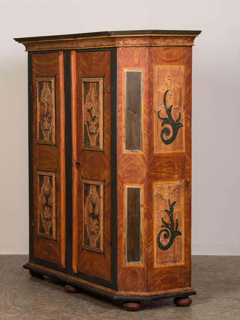 Antique German Hand Painted Dowry Cabinet, Two Doors, circa 1800 2