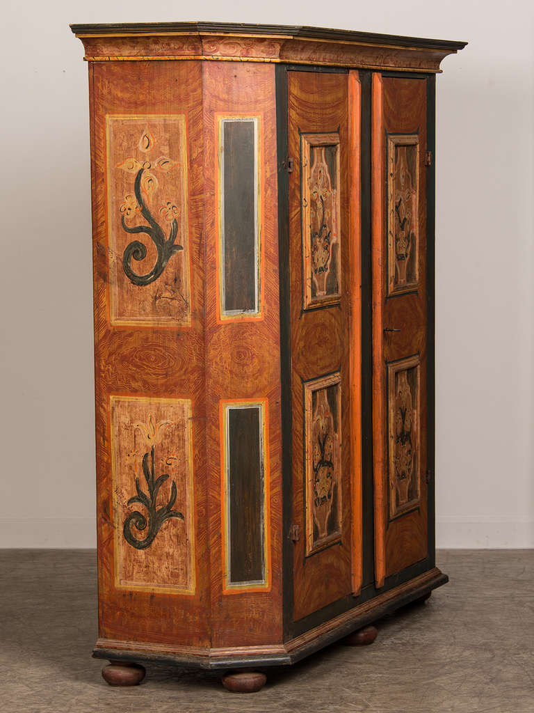 Antique German Hand Painted Dowry Cabinet, Two Doors, circa 1800 3