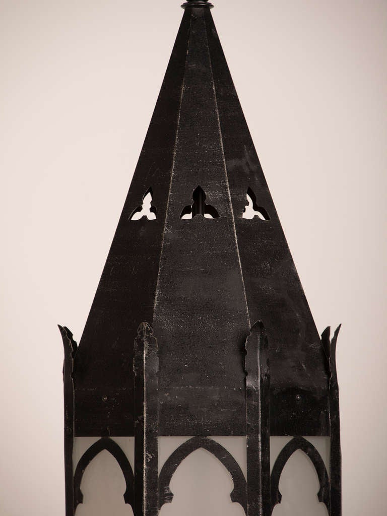 19th Century Antique French Gothic Style Iron Lantern, Strasbourg, circa 1895 For Sale