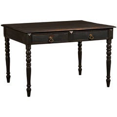Antique French Painted Writing Table with Two Drawers, circa 1900