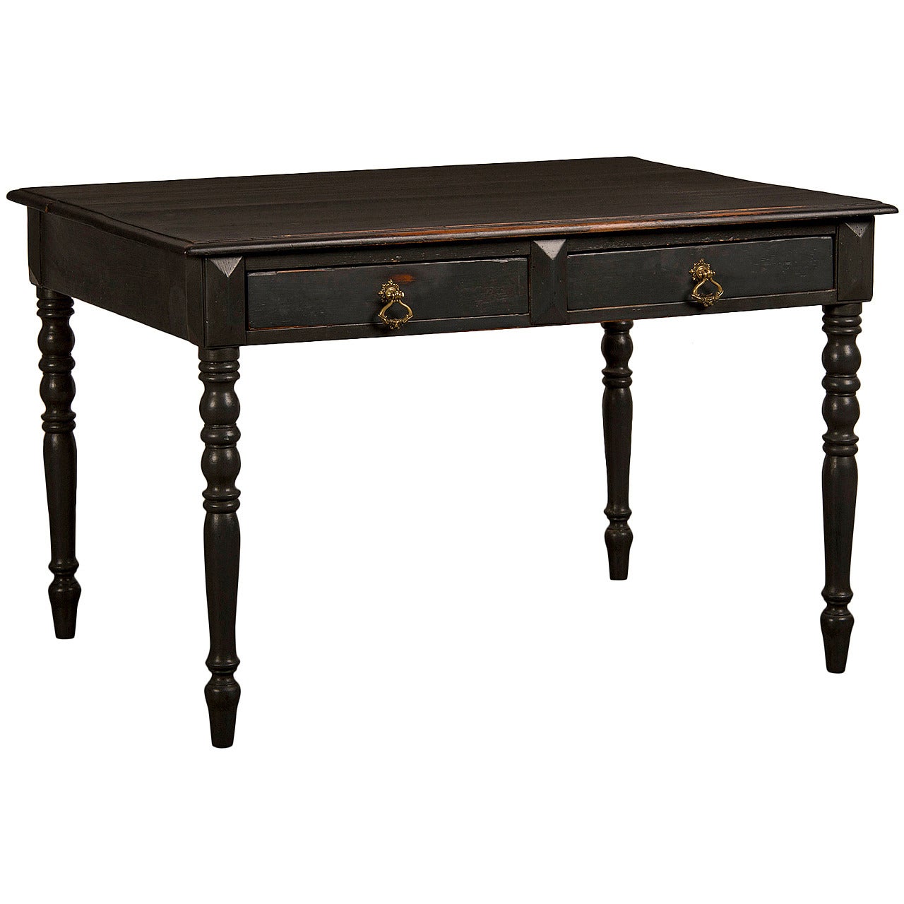 Antique French Painted Writing Table with Two Drawers, circa 1900 For Sale