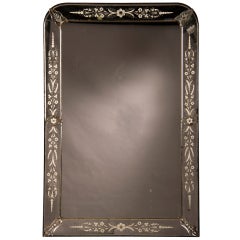 Louis Philippe Style Mirror with Reverse Side Etching from France c.1895