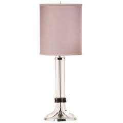Lucite and Chrome Tall Table Lamp with Custom Shade, France, circa 1970