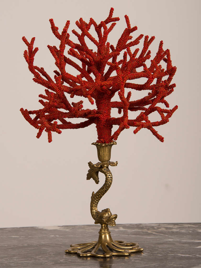 Organic Modern Italian Hand Beaded Venetian Glass Coral Spray, circa 1940
