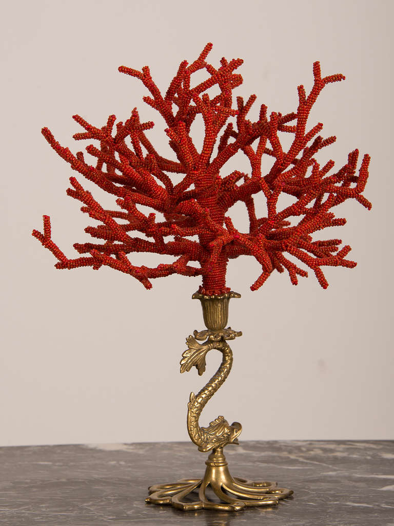 Mid-20th Century Italian Hand Beaded Venetian Glass Coral Spray, circa 1940